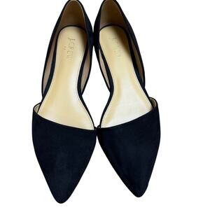 J.Crew Black Suede Zoe d'Orsay Flats Size 8 Pointed Toe Office Workwear EUC